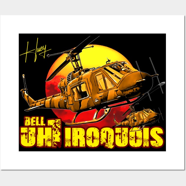 uh 1h iroquois huey helicopter Wall Art by aeroloversclothing